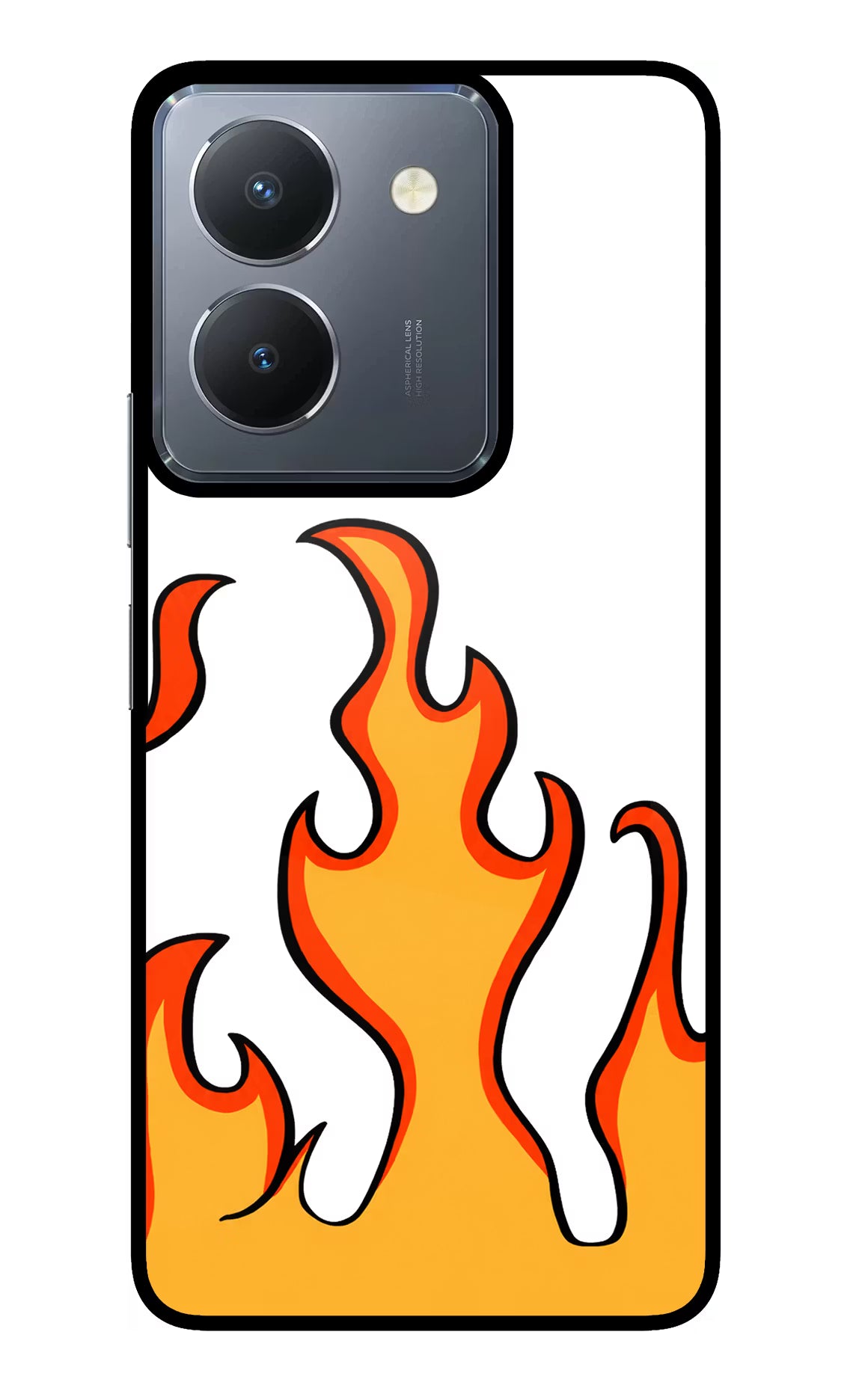 Fired Up – White Vivo Y36 Glass Case Back Cover by Casekaro