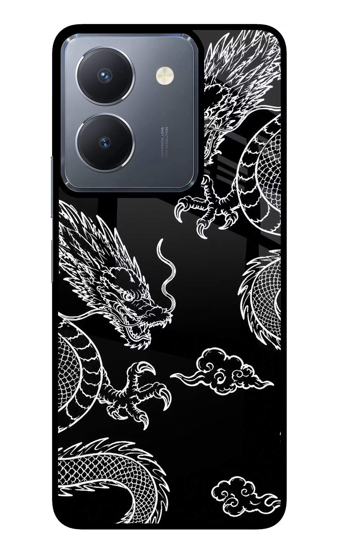 Twin Dragons Vivo Y36 Glass Case Back Cover by Casekaro