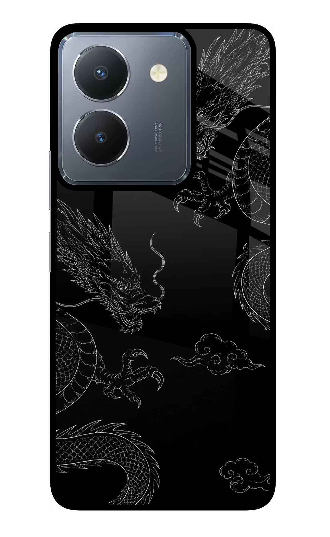 Twin Dragons Vivo Y36 Glass Case Back Cover by Casekaro