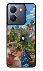 Minecraft Cat Chaos Vivo Y36 Glass Case