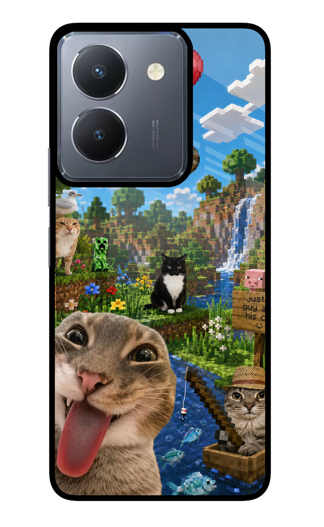 Minecraft Cat Chaos Vivo Y36 Glass Case