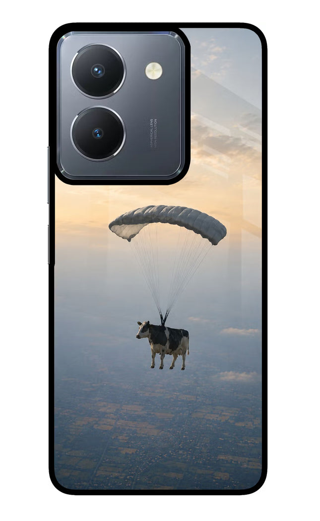 Skydiving Cow Vivo Y36 Glass Case