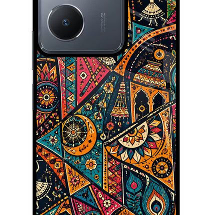 Folk Print Vivo Y36 Glass Case