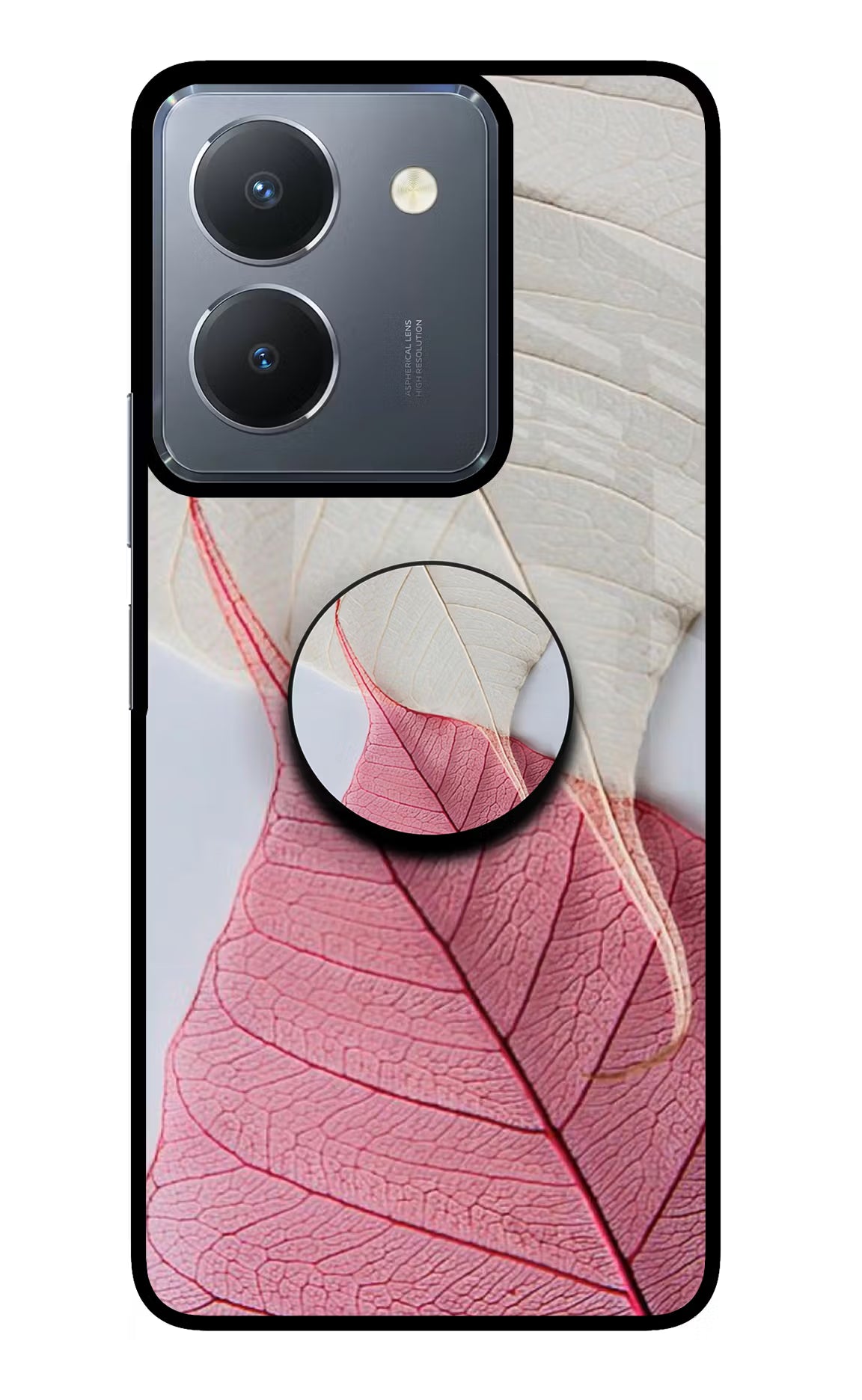 White Pink Leaf Vivo Y36 Pop Case by Casekaro