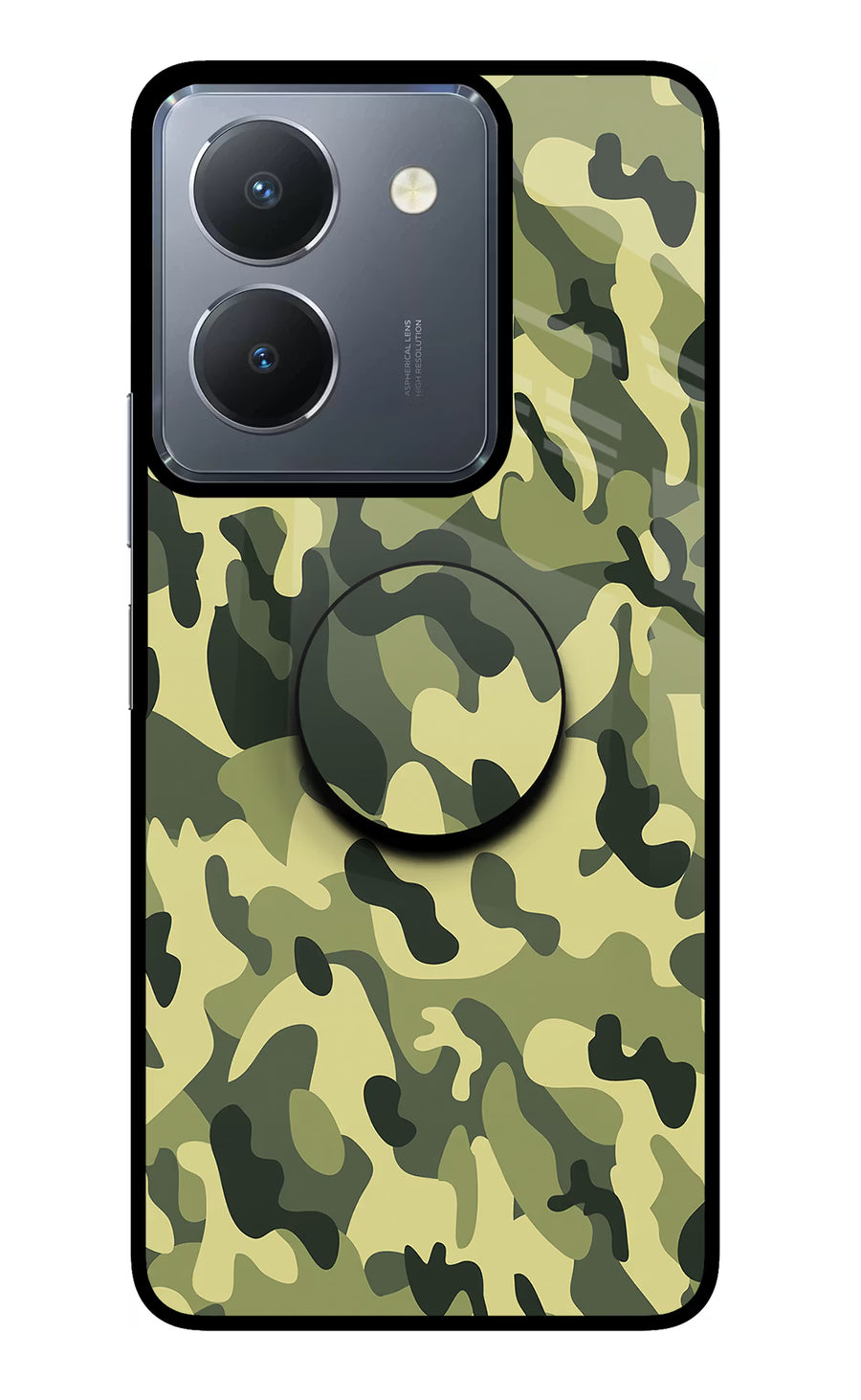 Camouflage Vivo Y36 Pop Case, Glass case