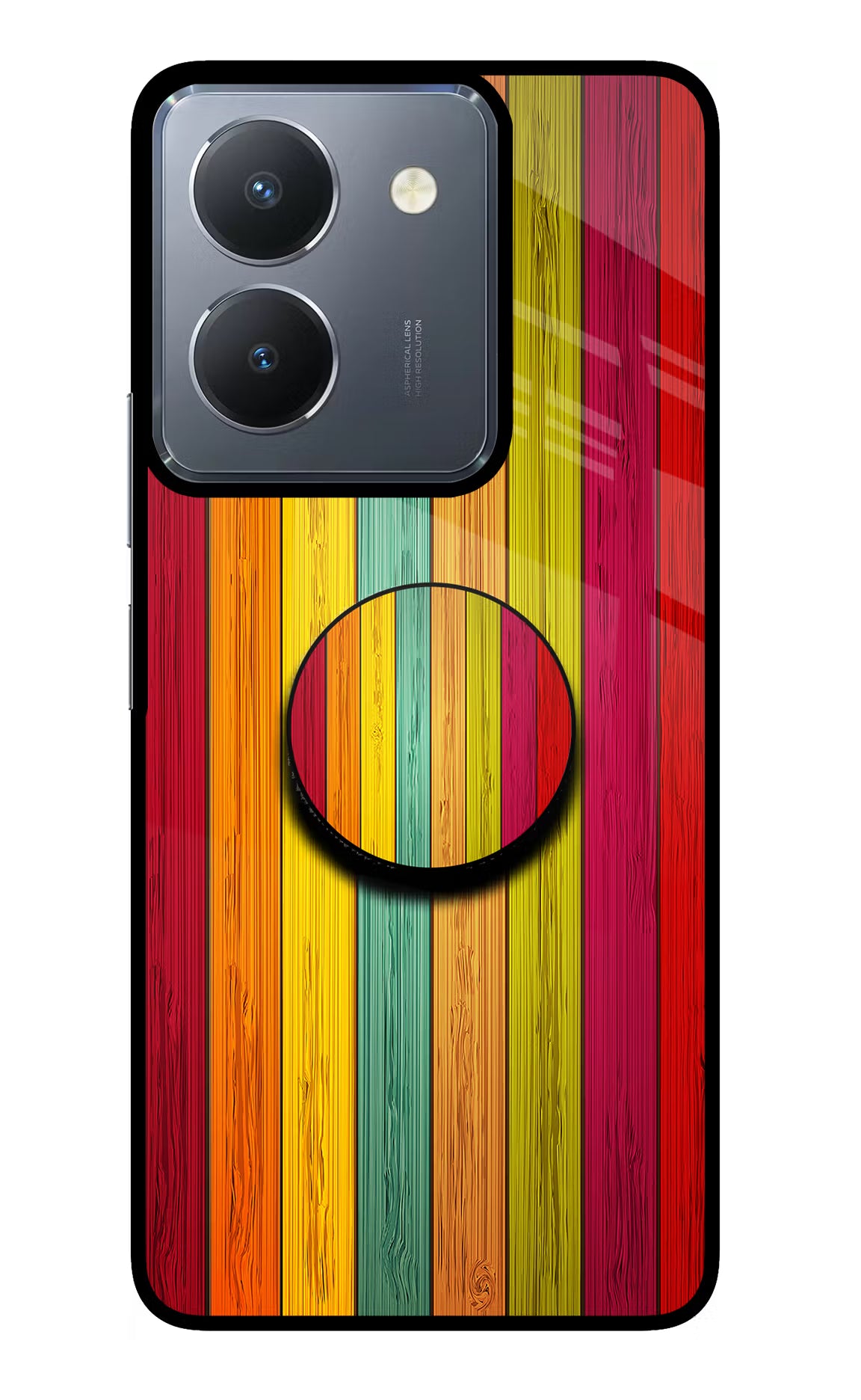 Multicolor Wooden Vivo Y36 Pop Case by Casekaro