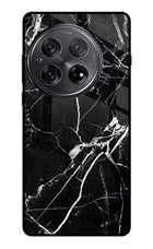 Black Marble Pattern Oneplus 12 Glass Case