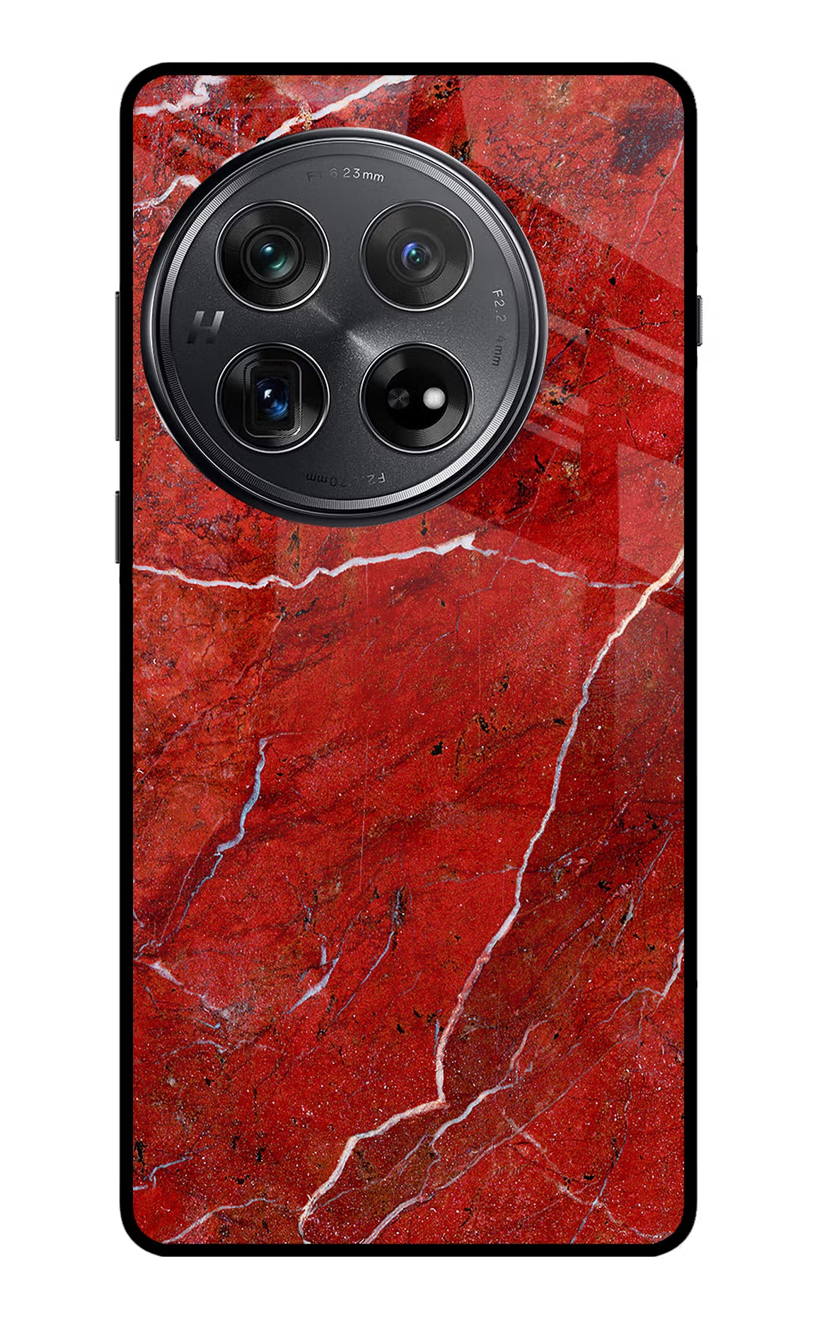 Red Marble Design Oneplus 12 Glass Case Back Cover by Casekaro