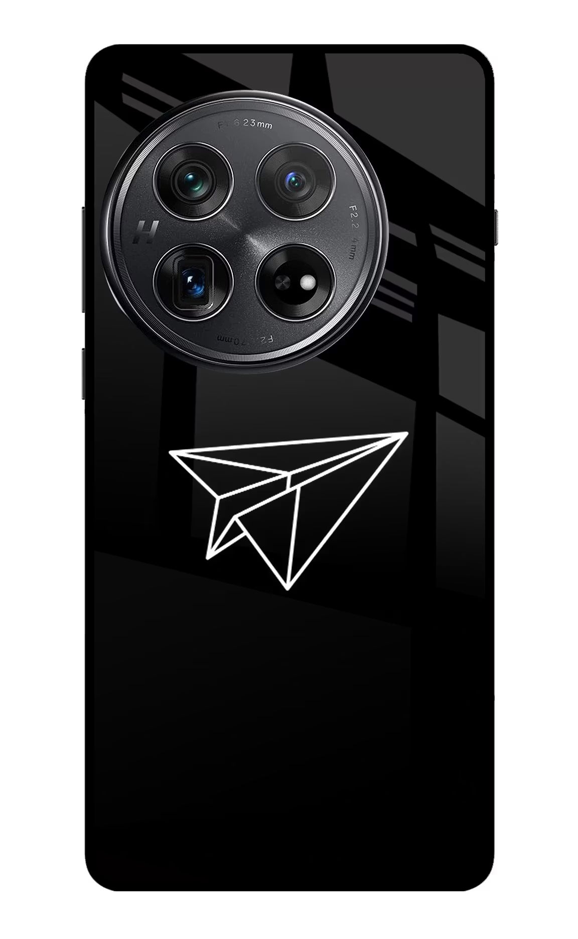 Paper Plane White Oneplus 12 Glass Case Back Cover by Casekaro