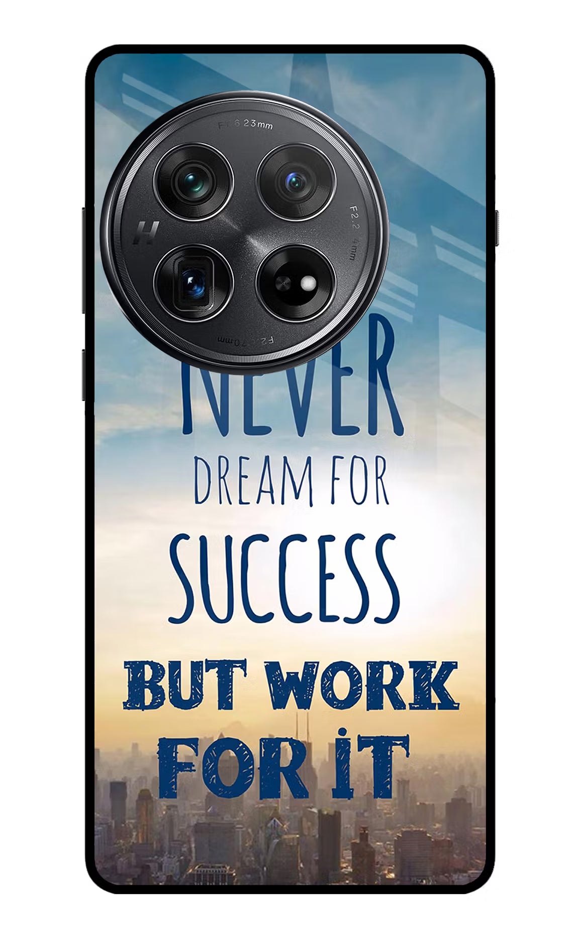 Never Dream For Success But Work For It Oneplus 12 Glass Case Back Cover by Casekaro