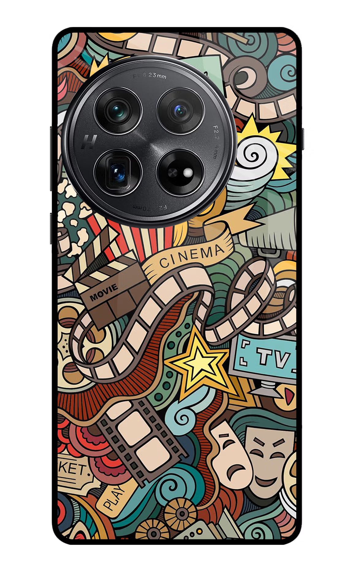 Cinema Abstract Oneplus 12 Glass Case Back Cover by Casekaro