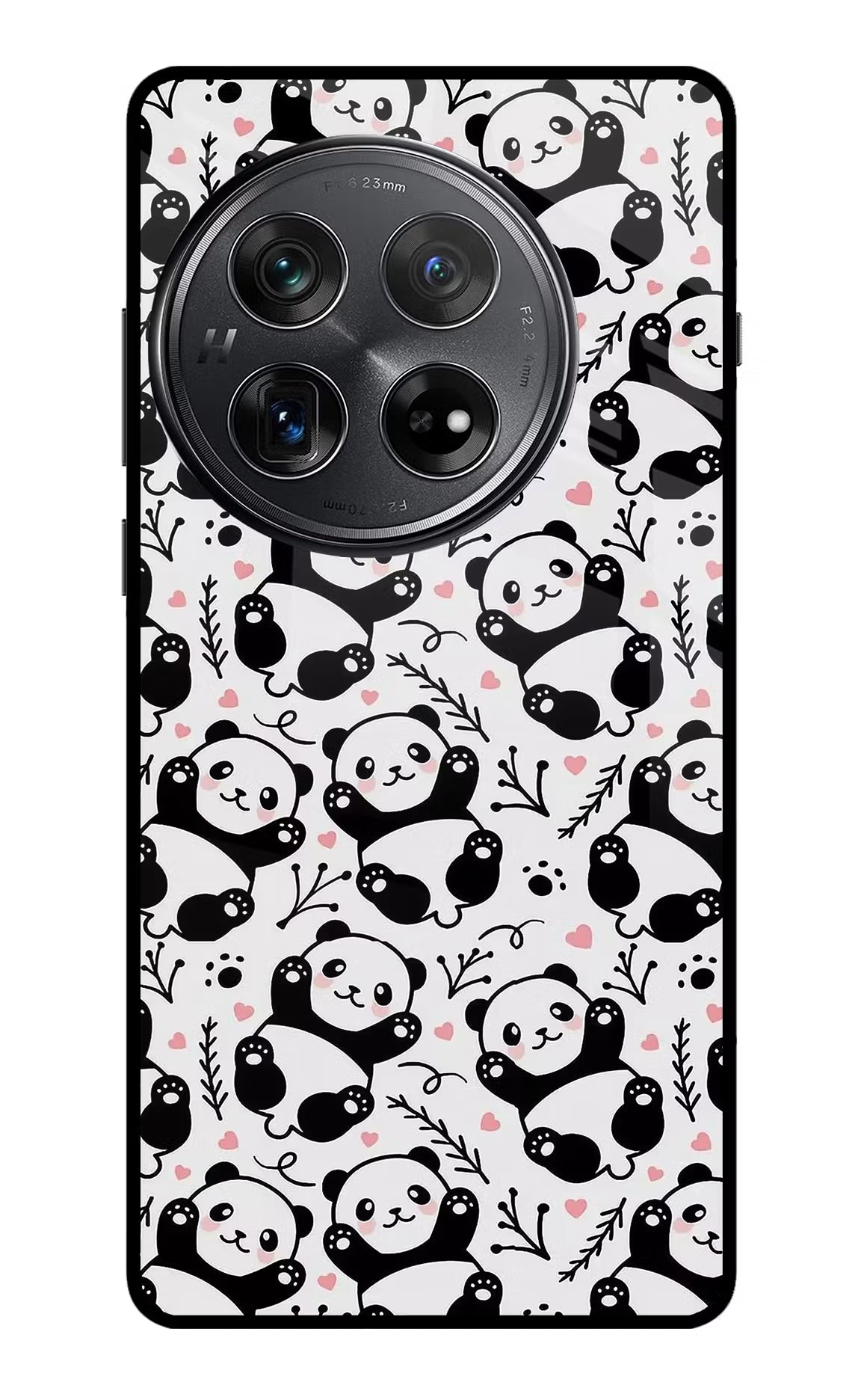 Cute Panda Oneplus 12 Glass Case Back Cover by Casekaro