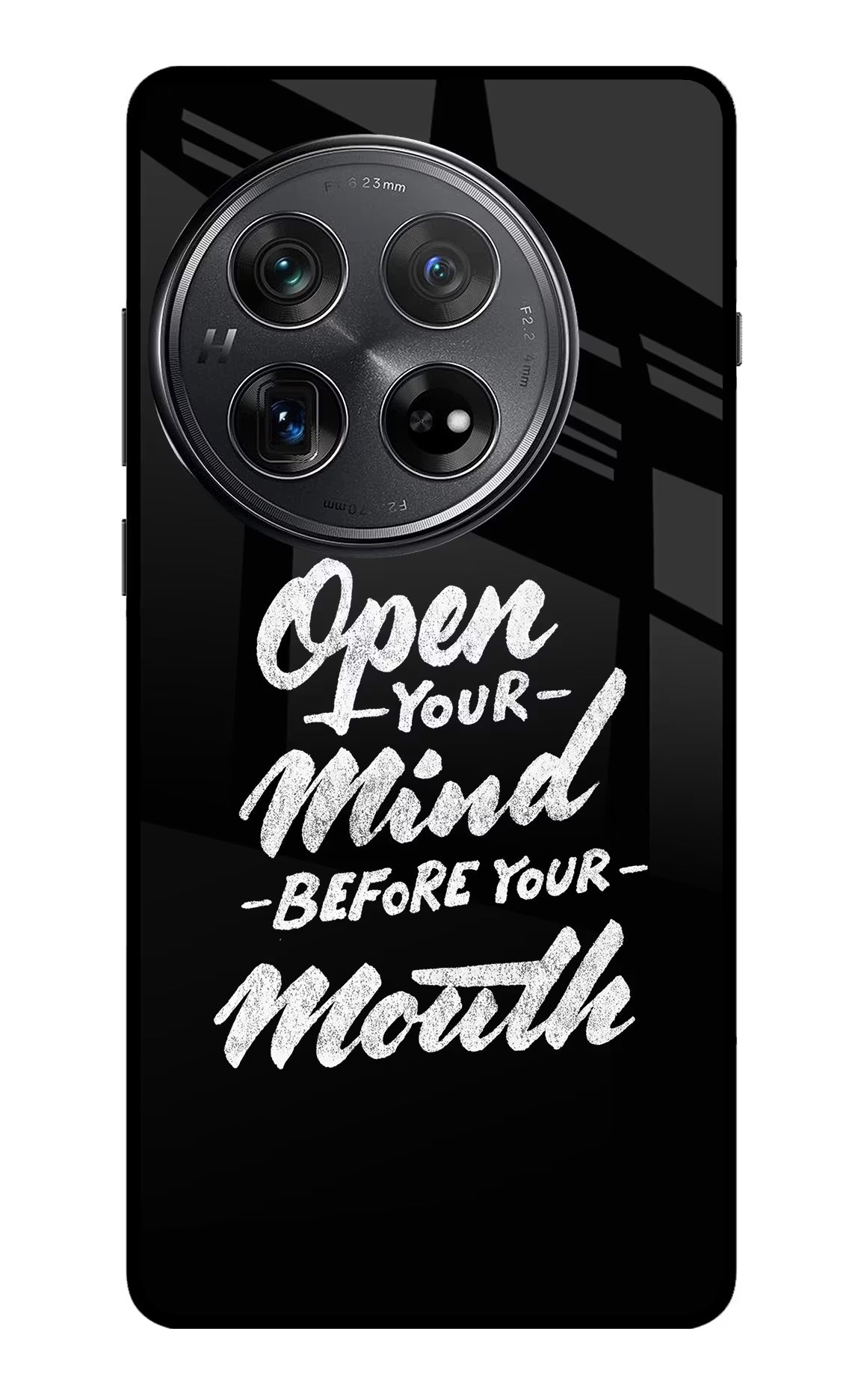 Open Your Mind Before Your Mouth Oneplus 12 Glass Case Back Cover by Casekaro