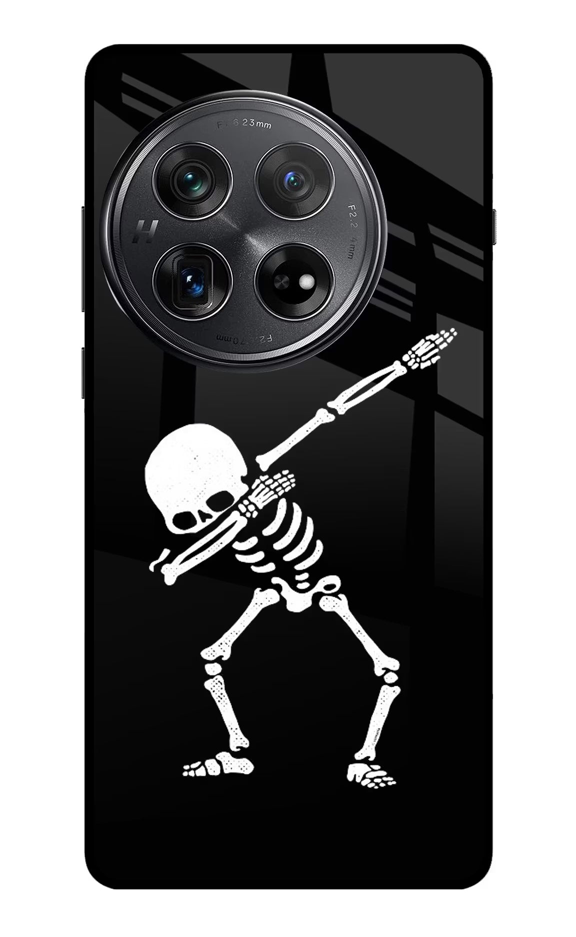 Dabbing Skeleton Art Oneplus 12 Glass Case Back Cover by Casekaro