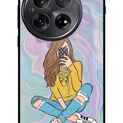 Selfie Girl Oneplus 12 Glass Case