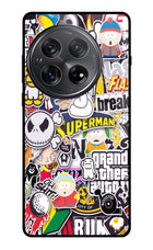 Sticker Bomb Oneplus 12 Glass Case Back Cover by Casekaro