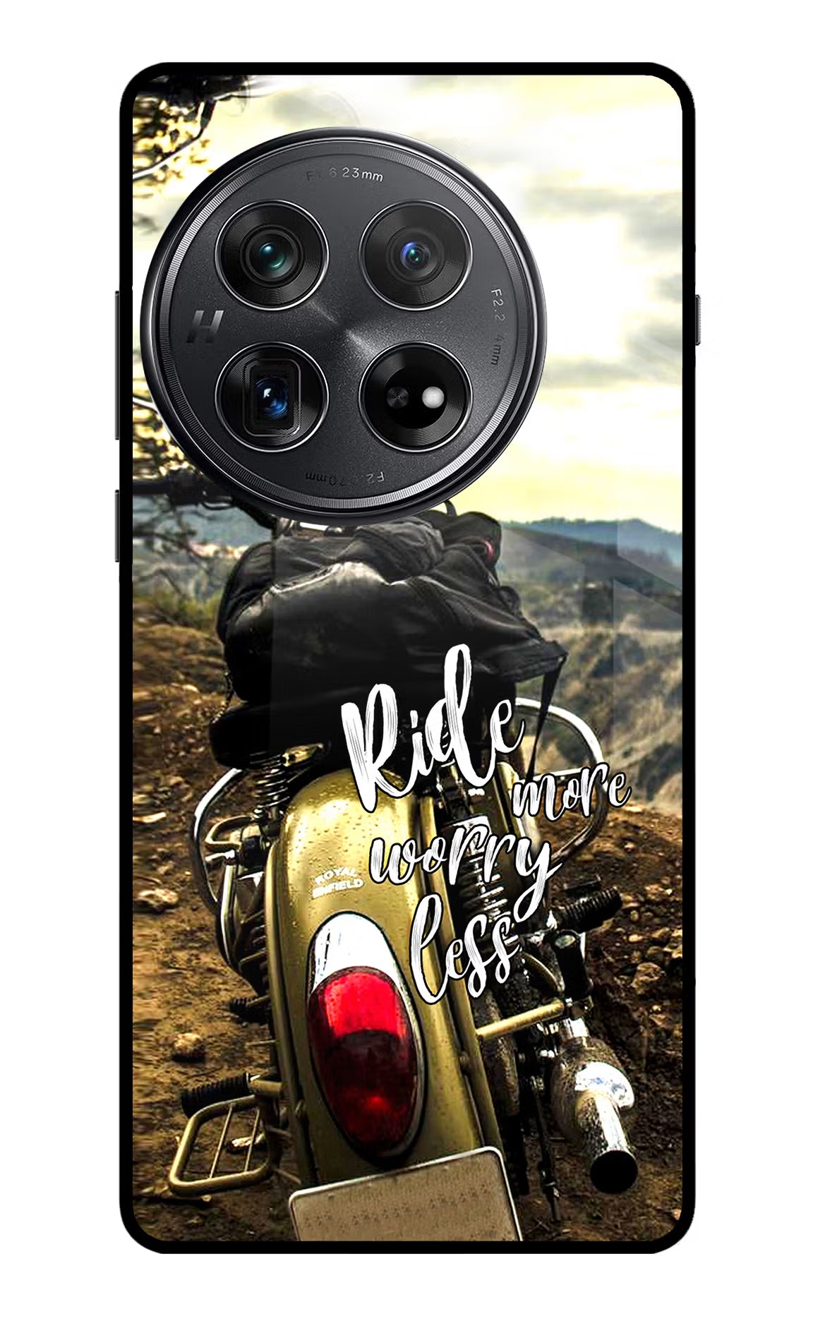 Ride More Worry Less Oneplus 12 Glass Case Back Cover by Casekaro