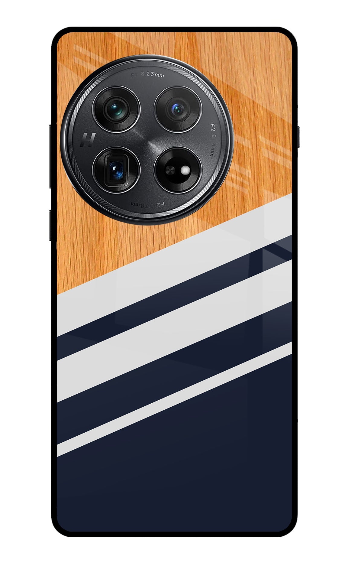 Blue and white wooden Oneplus 12 Glass Case