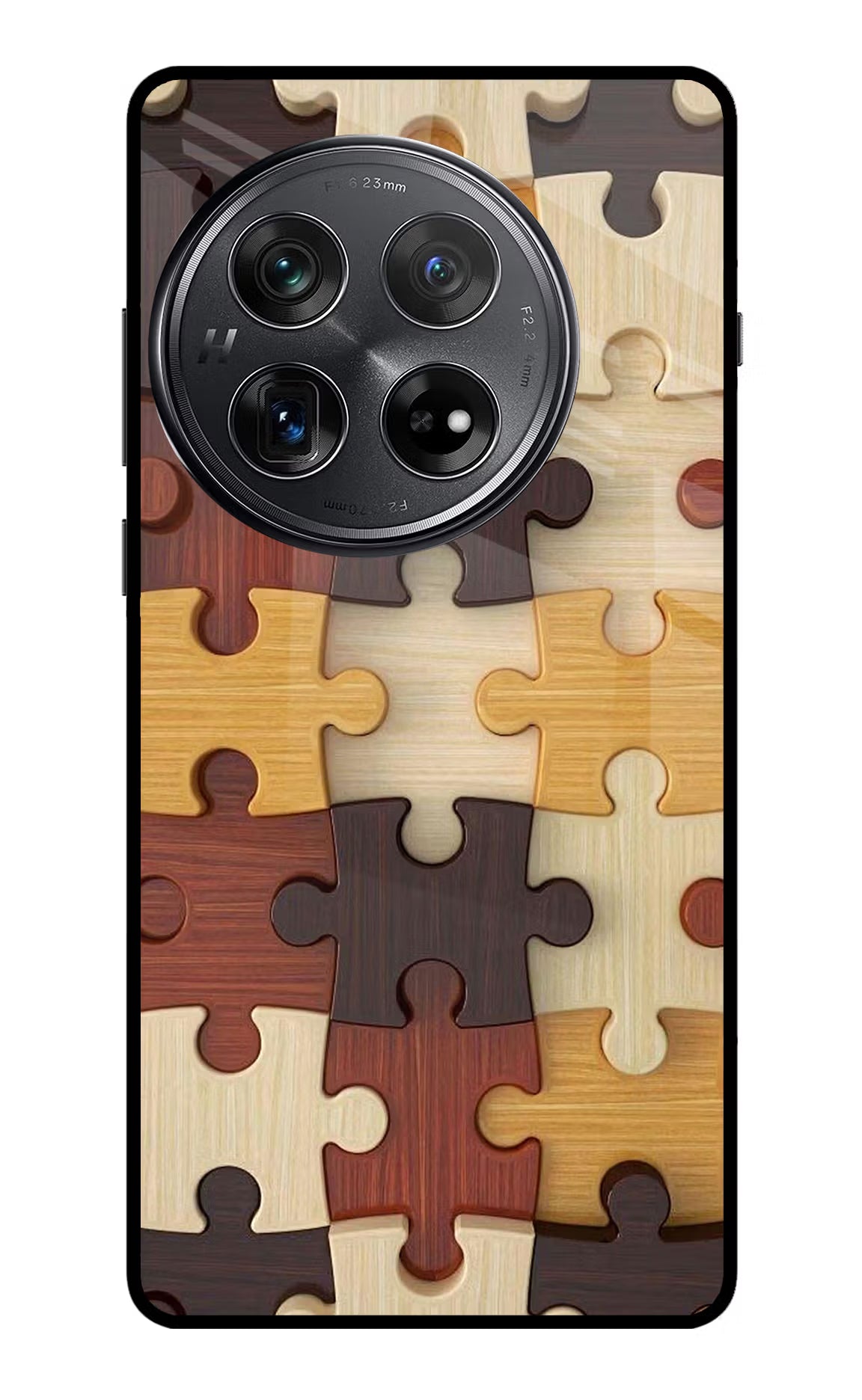 Wooden Puzzle Oneplus 12 Glass Case Back Cover by Casekaro