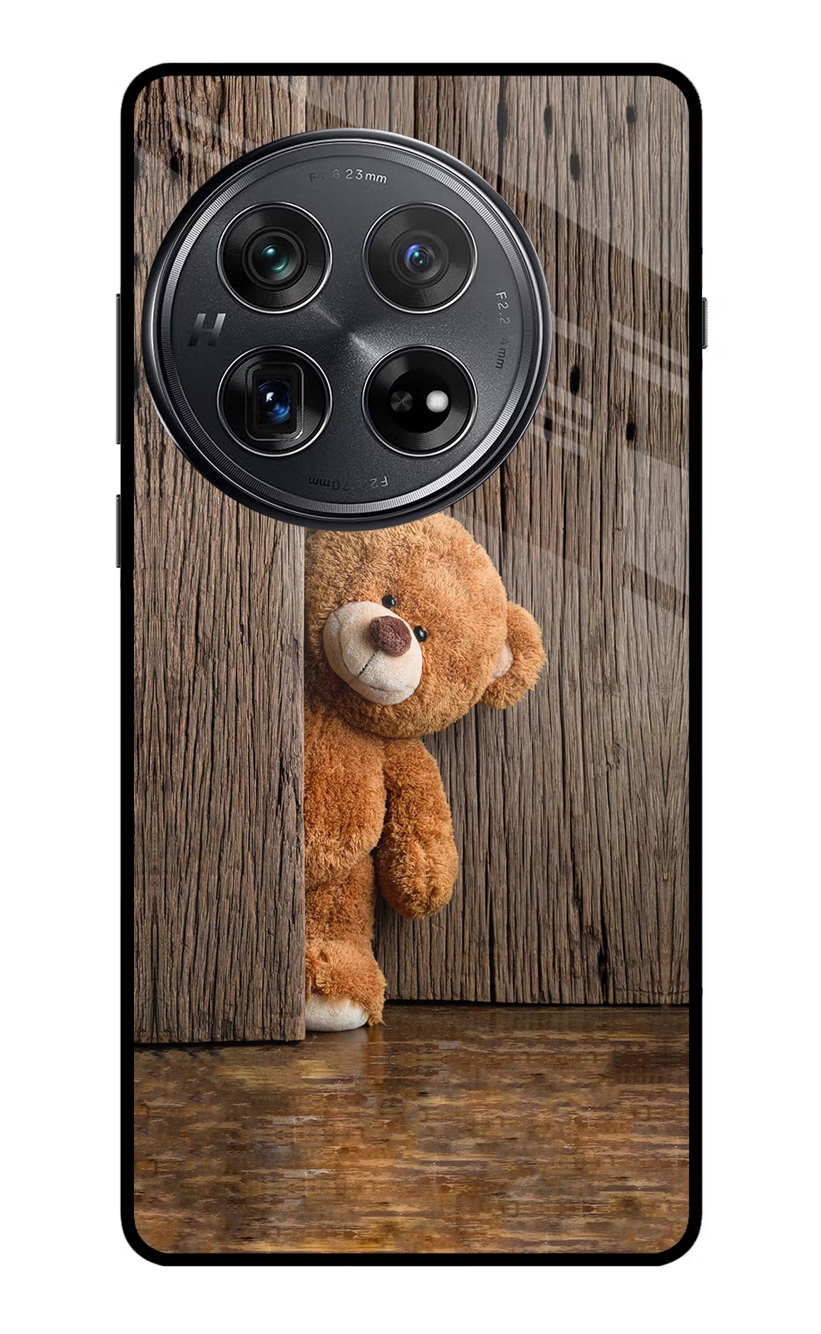 Teddy Wooden Oneplus 12 Glass Case Back Cover by Casekaro