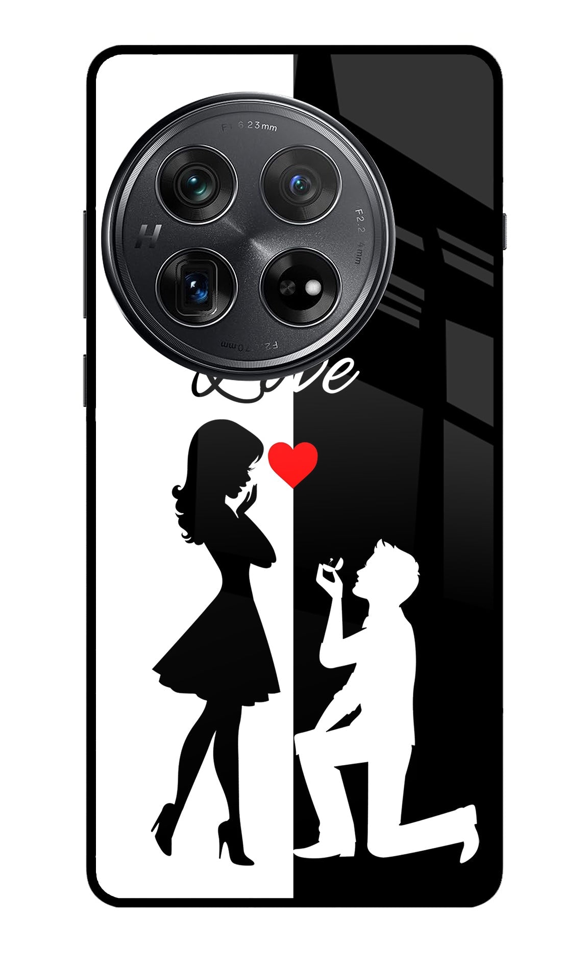 Love Propose Black And White Oneplus 12 Glass Case