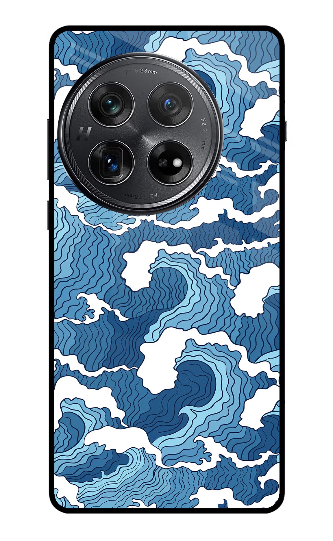 Blue Waves Oneplus 12 Glass Case Back Cover by Casekaro