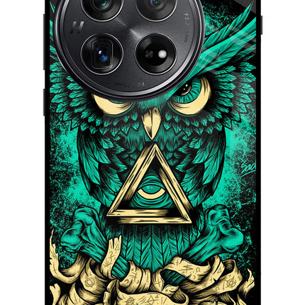 Green Owl Oneplus 12 Glass Case