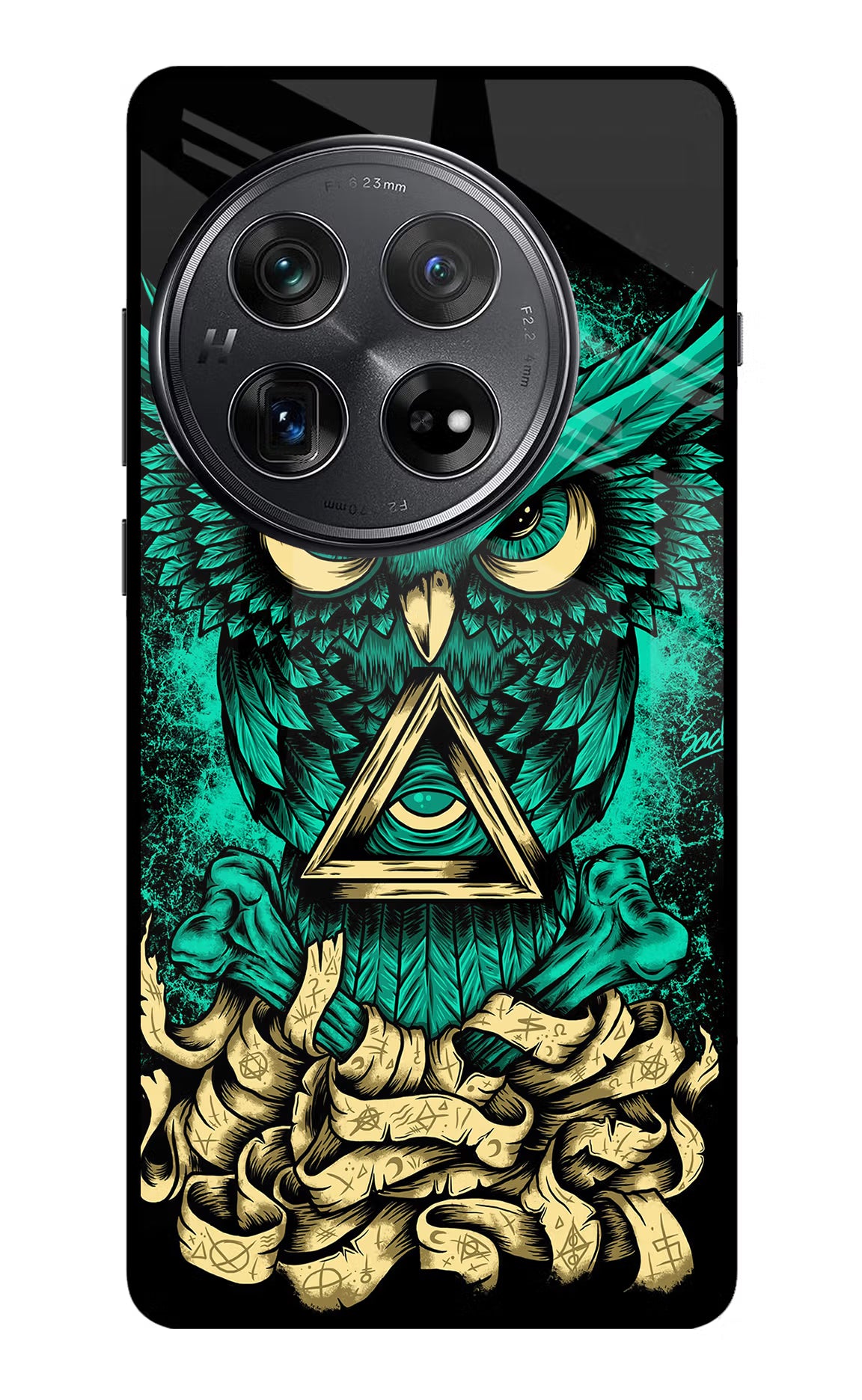 Green Owl Oneplus 12 Glass Case Back Cover by Casekaro