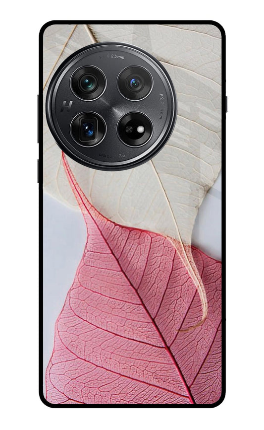 White Pink Leaf Oneplus 12 Glass Case