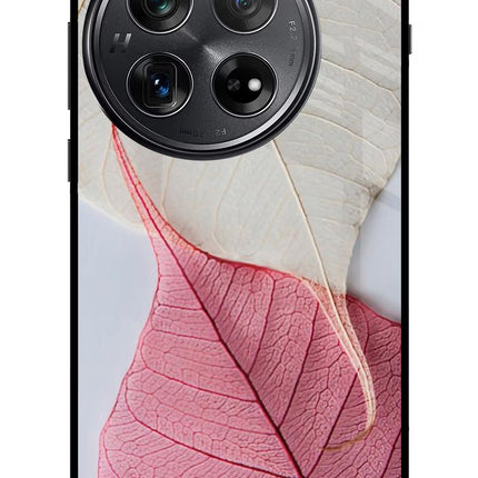 White Pink Leaf Oneplus 12 Glass Case