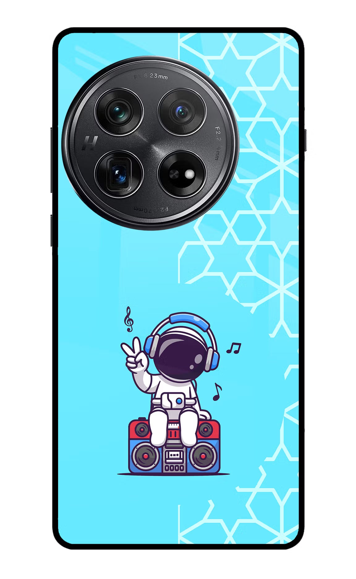 Cute Astronaut Chilling Oneplus 12 Glass Case Back Cover by Casekaro