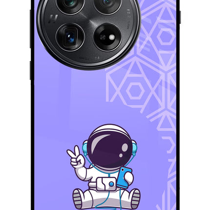 Cute Astronaut Chilling Oneplus 12 Glass Case