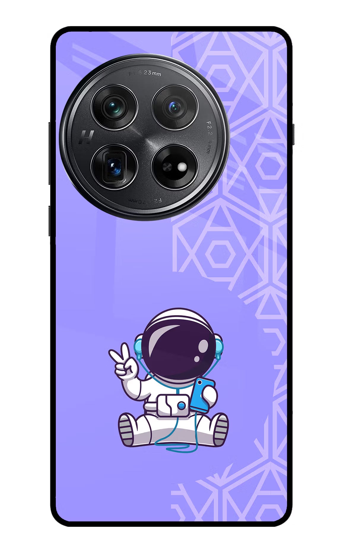 Cute Astronaut Chilling Oneplus 12 Glass Case Back Cover by Casekaro