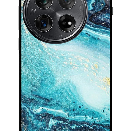 Blue Glitter Marble Oneplus 12 Glass Case