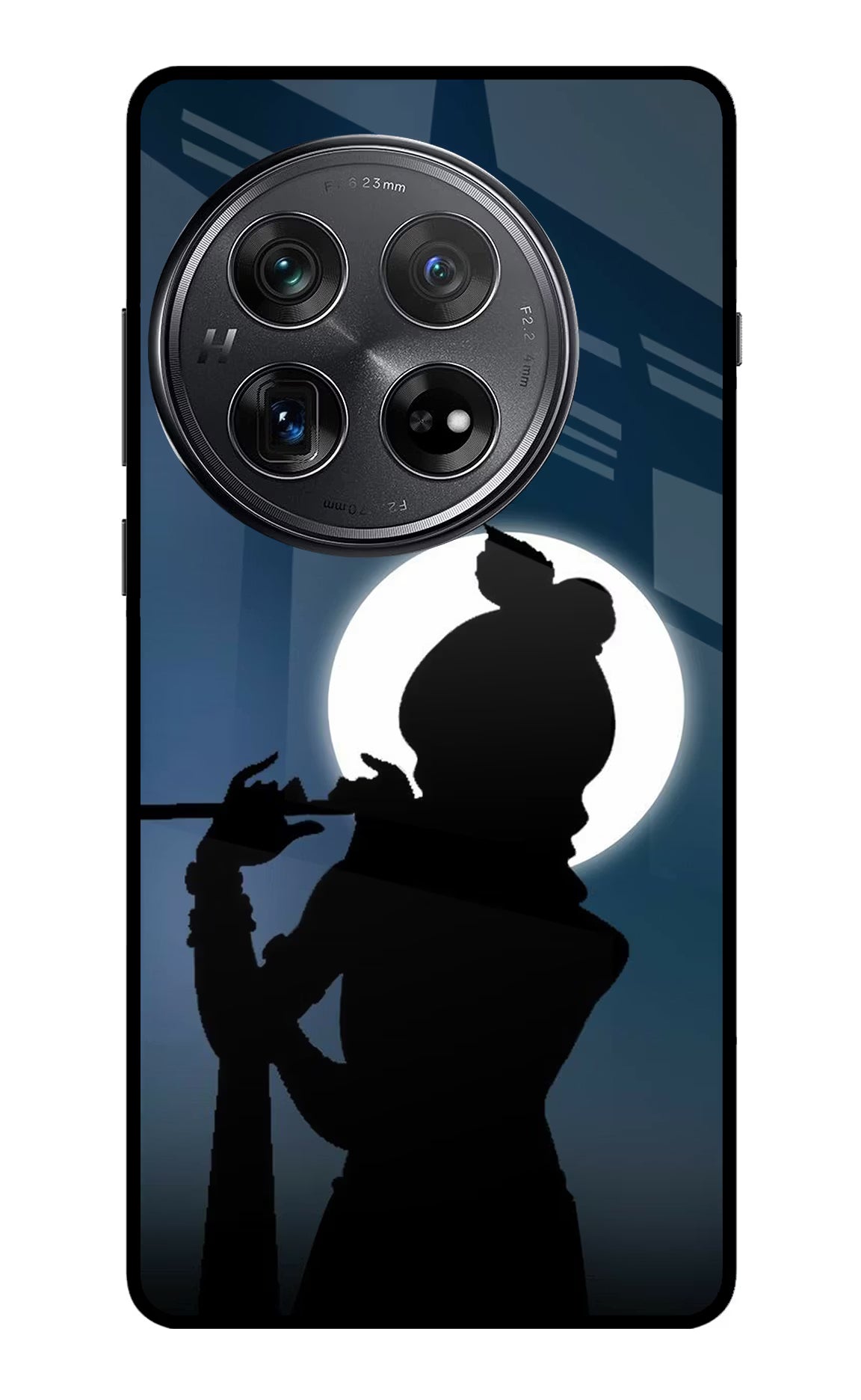 Shri Krishna Silhouette Oneplus 12 Glass Case Back Cover by Casekaro
