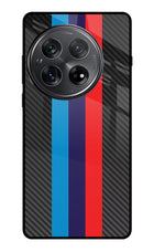 BMW Stripes Pattern Oneplus 12 Glass Case Back Cover by Casekaro