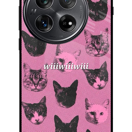 Pink Cats Oneplus 12 Glass Case
