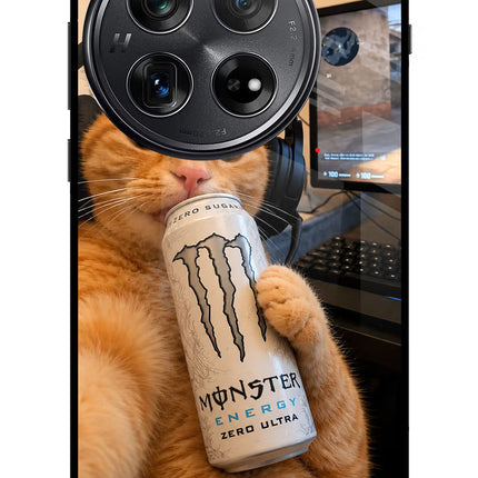 Gamer Cat Energy Oneplus 12 Glass Case