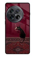 Midnight Cat Oneplus 12 Glass Case Back Cover by Casekaro