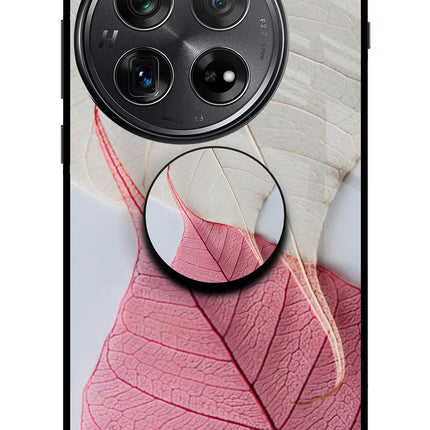 White Pink Leaf Oneplus 12 Glass Case