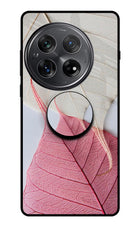 White Pink Leaf Oneplus 12 Glass Case