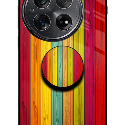 Multicolor Wooden Oneplus 12 Glass Case