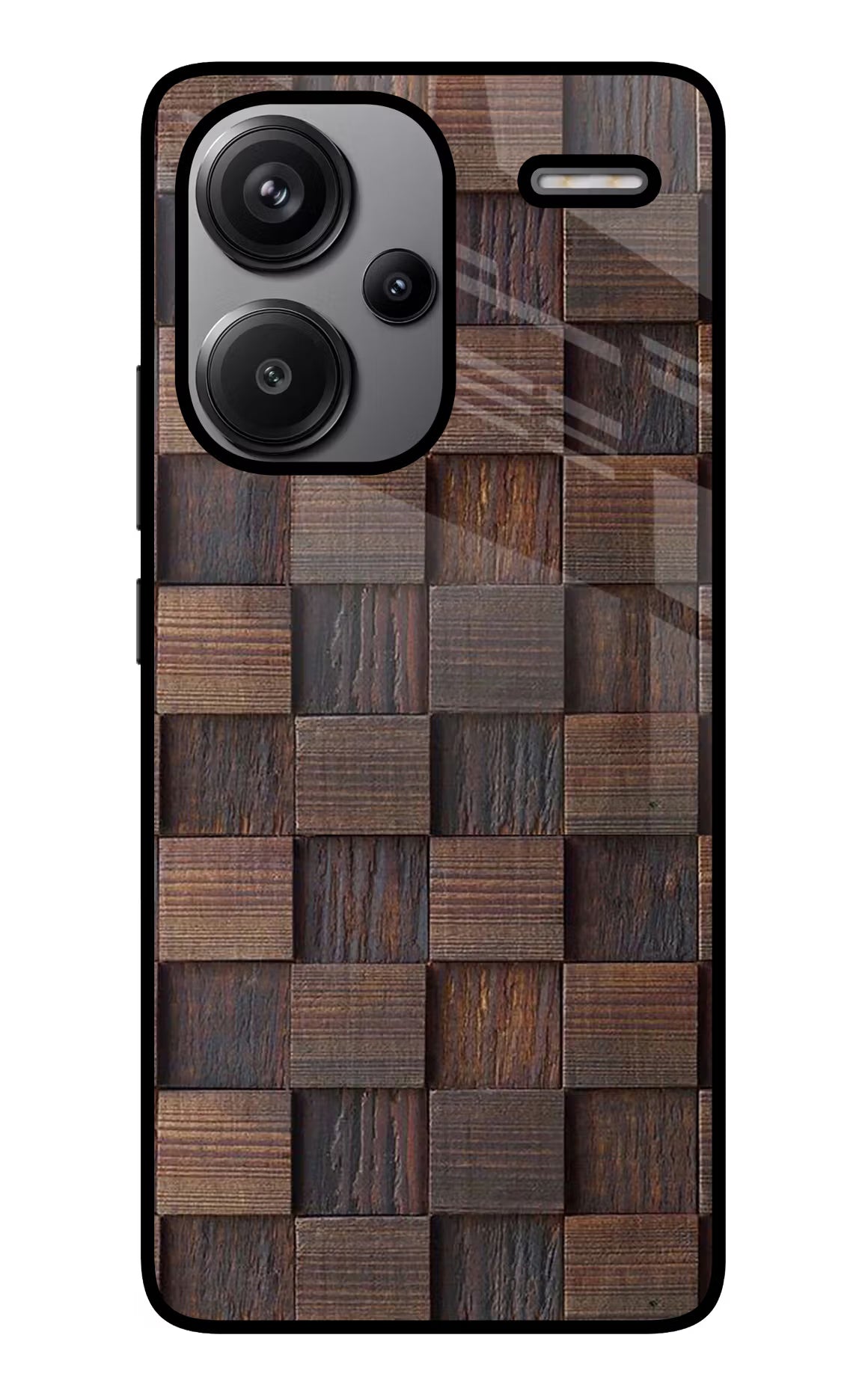 Wooden Cube Design Redmi Note 13 Pro+ 5G Glass Case Back Cover by Casekaro