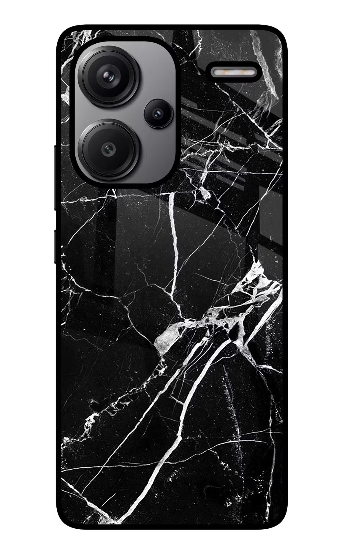 Black Marble Pattern Redmi Note 13 Pro+ 5G Glass Case Back Cover by Casekaro