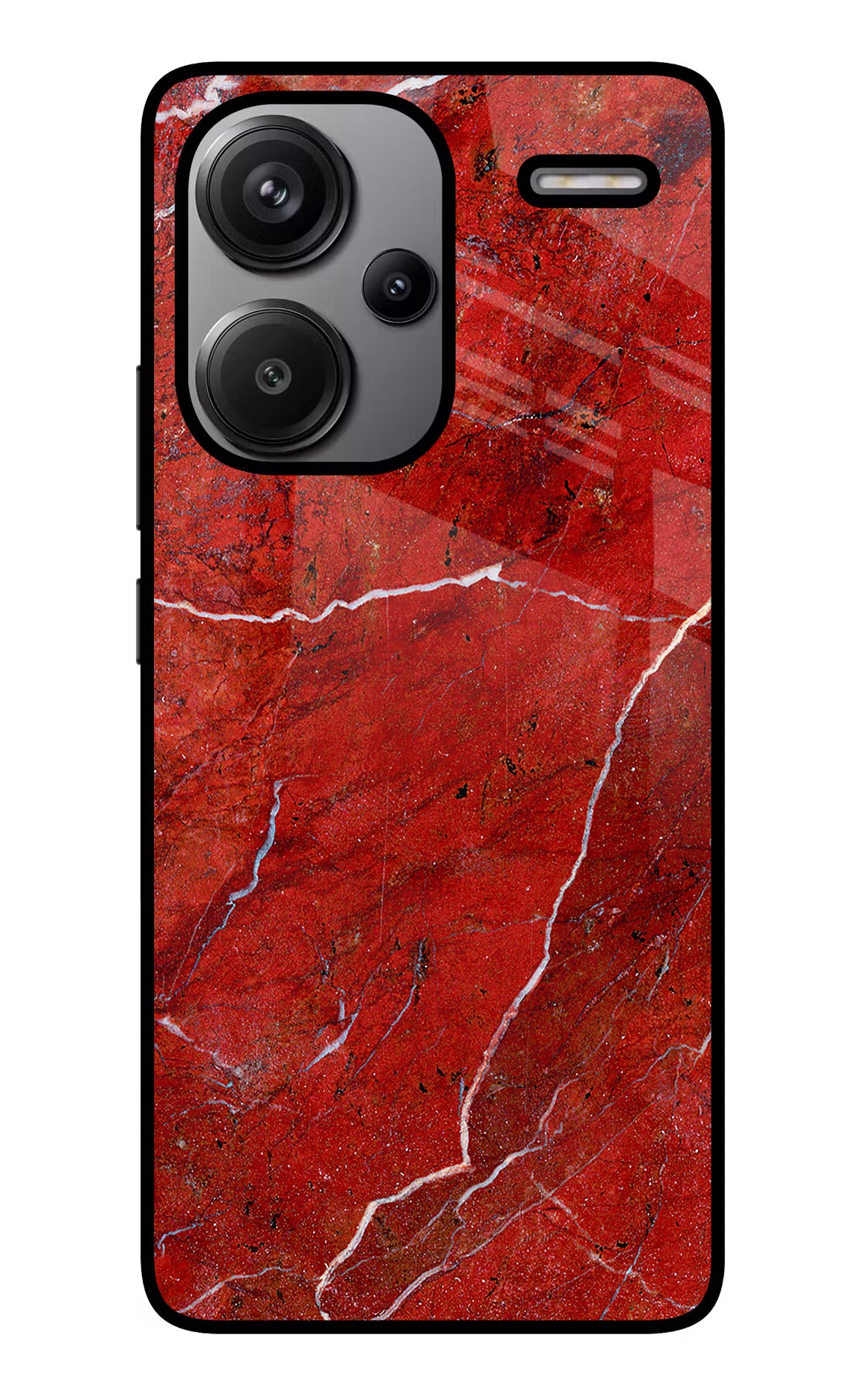 Red Marble Design Redmi Note 13 Pro+ 5G Glass Case Back Cover by Casekaro