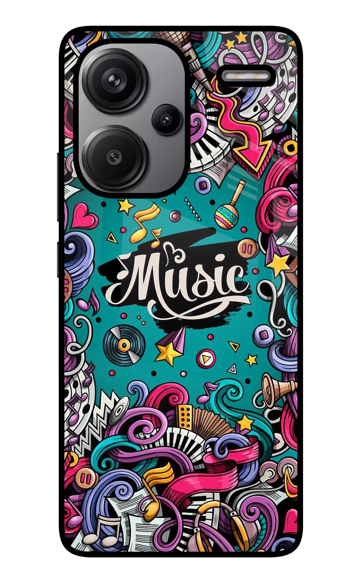 Music Graffiti Redmi Note 13 Pro+ 5G Glass Case Back Cover by Casekaro