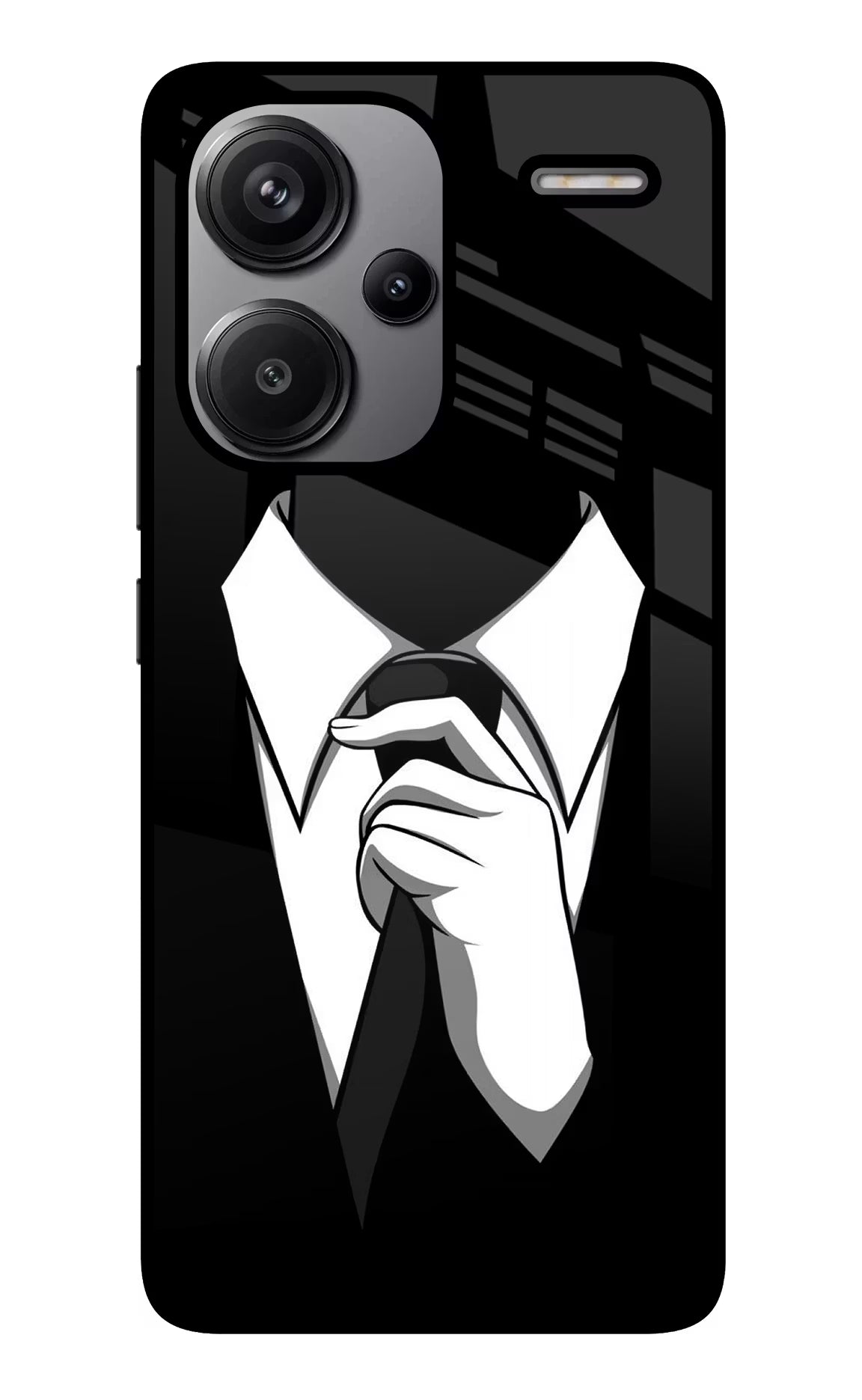 Black Tie Redmi Note 13 Pro+ 5G Glass Case Back Cover by Casekaro