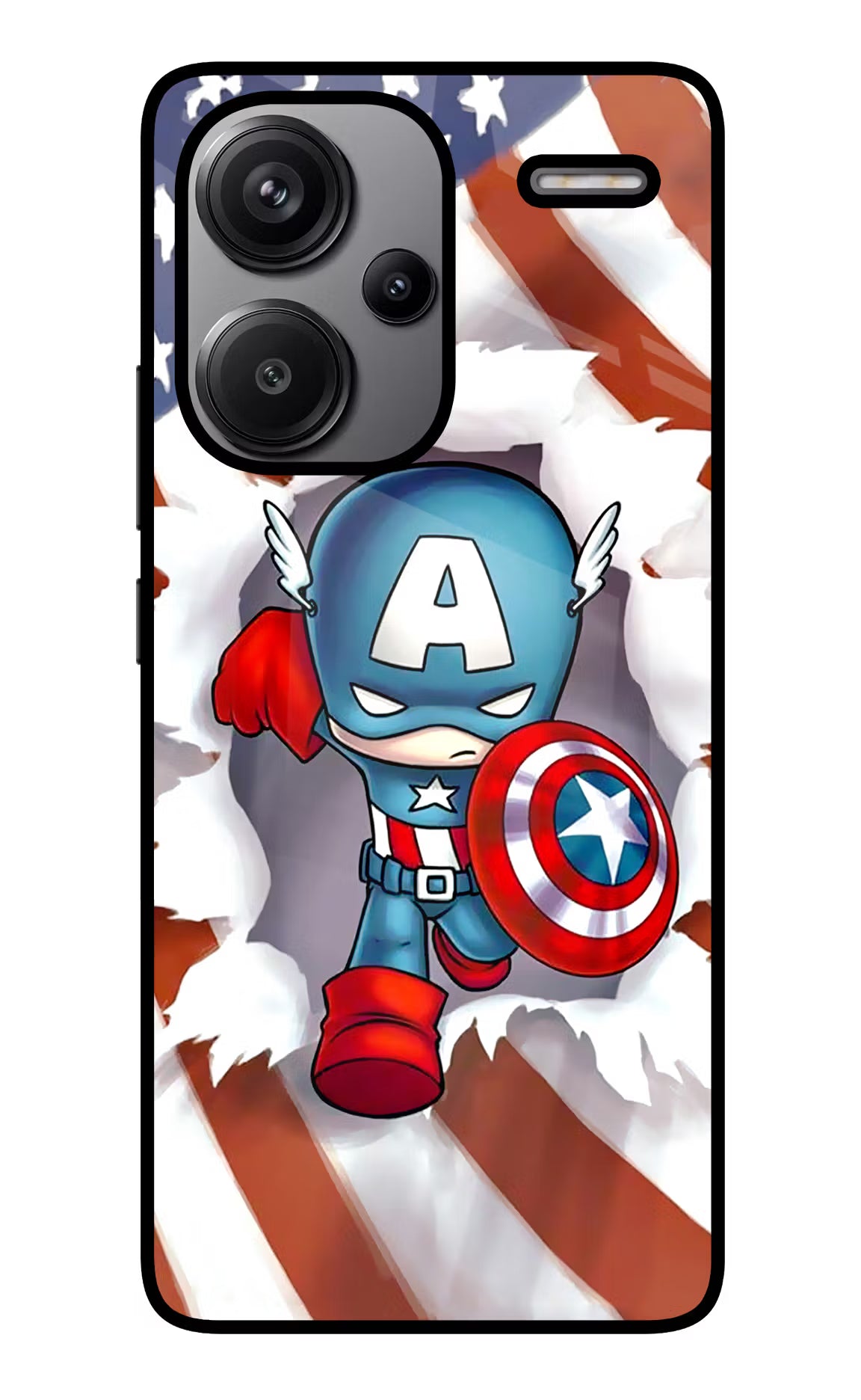 Captain America Redmi Note 13 Pro+ 5G Glass Case Back Cover by Casekaro