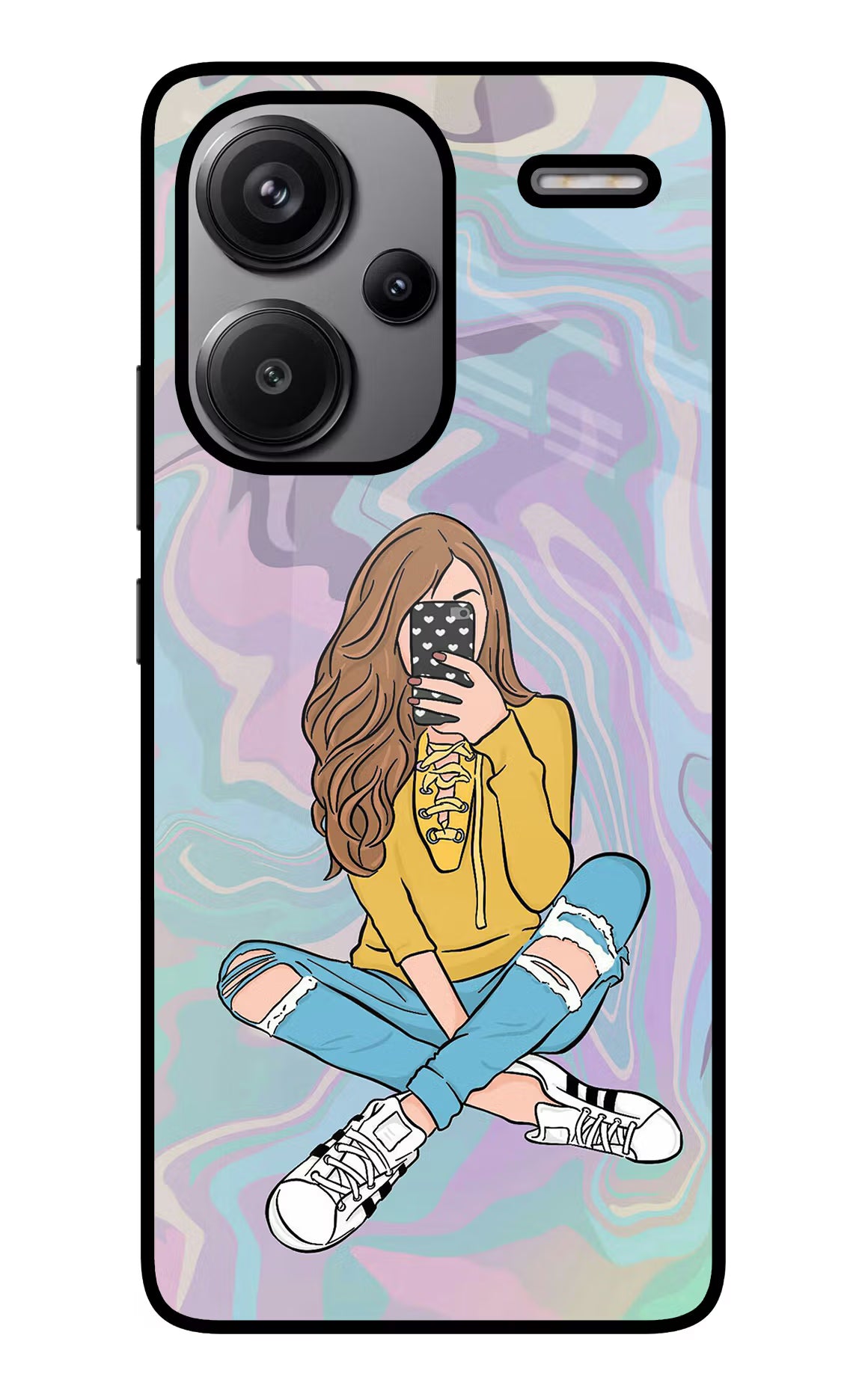 Selfie Girl Redmi Note 13 Pro+ 5G Glass Case Back Cover by Casekaro