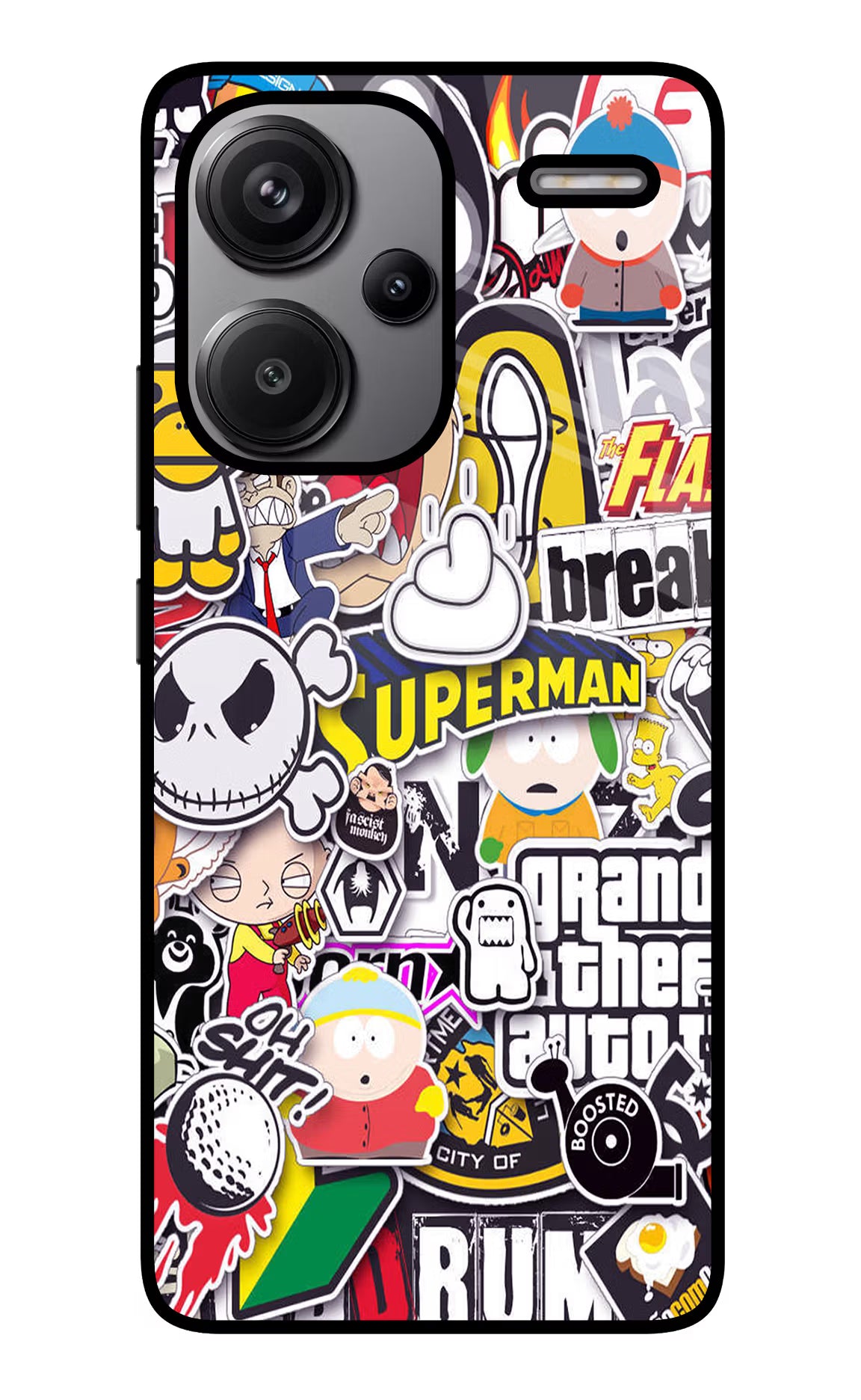 Sticker Bomb Redmi Note 13 Pro+ 5G Glass Case Back Cover by Casekaro